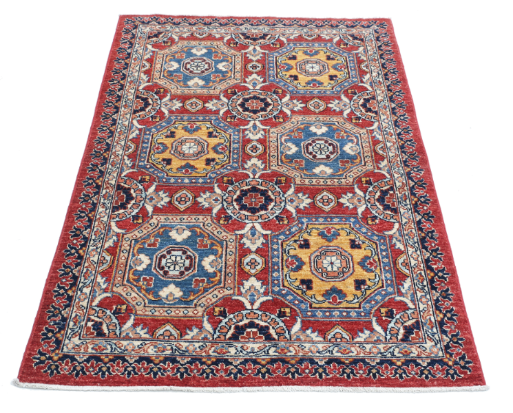 Hand Knotted Ziegler Wool Rug - 3' 2" X 4' 10" 3' 2" X 4' 10" (97 X 147) / Red / Wool