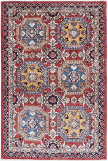 Hand Knotted Ziegler Wool Rug - 3' 2" X 4' 10" 3' 2" X 4' 10" (97 X 147) / Red / Wool