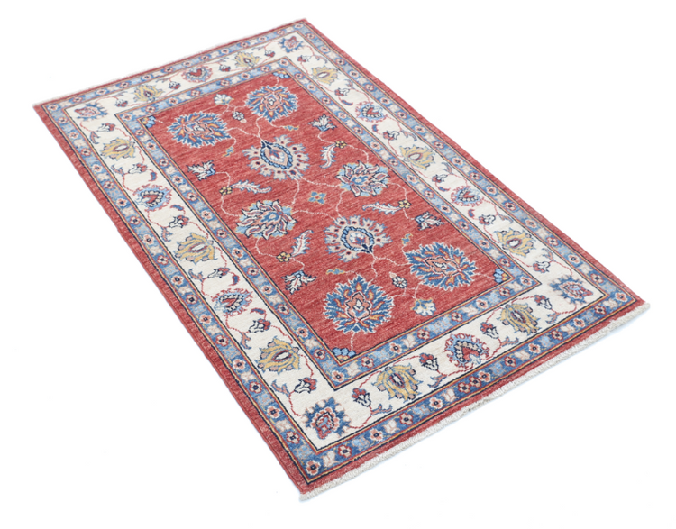 Hand Knotted Ziegler Wool Rug - 2' 6" X 4' 0" 2' 6" X 4' 0" (76 X 122) / Red / Wool