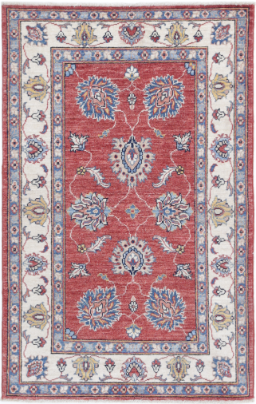 Hand Knotted Ziegler Wool Rug - 2' 6" X 4' 0" 2' 6" X 4' 0" (76 X 122) / Red / Wool