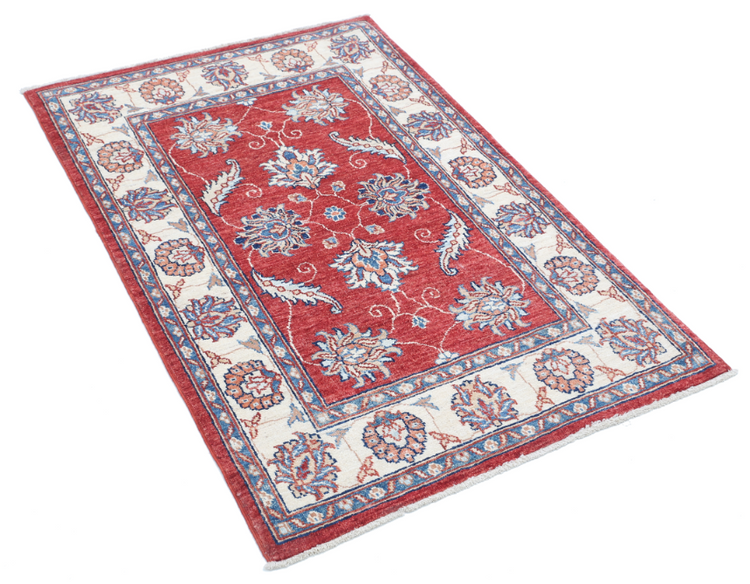 Hand Knotted Ziegler Wool Rug - 2' 9" X 4' 2" 2' 9" X 4' 2" (84 X 127) / Red / Wool