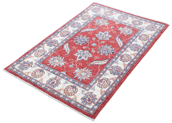 Hand Knotted Ziegler Wool Rug - 2' 9" X 4' 2" 2' 9" X 4' 2" (84 X 127) / Red / Wool