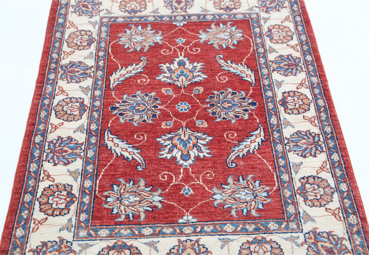 Hand Knotted Ziegler Wool Rug - 2' 9" X 4' 2" 2' 9" X 4' 2" (84 X 127) / Red / Wool