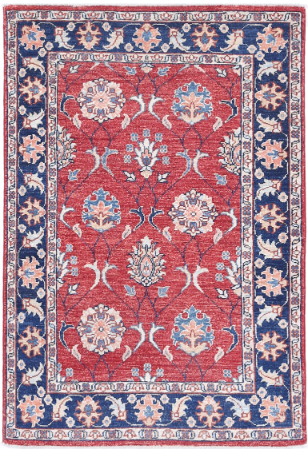 Hand Knotted Ziegler Wool Rug - 2' 9" X 4' 0" 2' 9" X 4' 0" (84 X 122) / Red / Wool