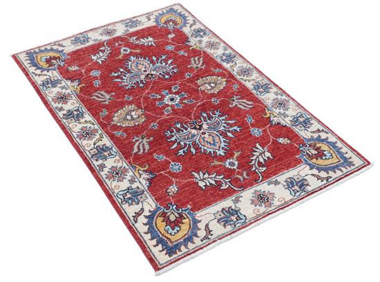 Hand Knotted Ziegler Wool Rug - 2' 10" X 4' 2" 2' 10" X 4' 2" (86 X 127) / Red / Wool