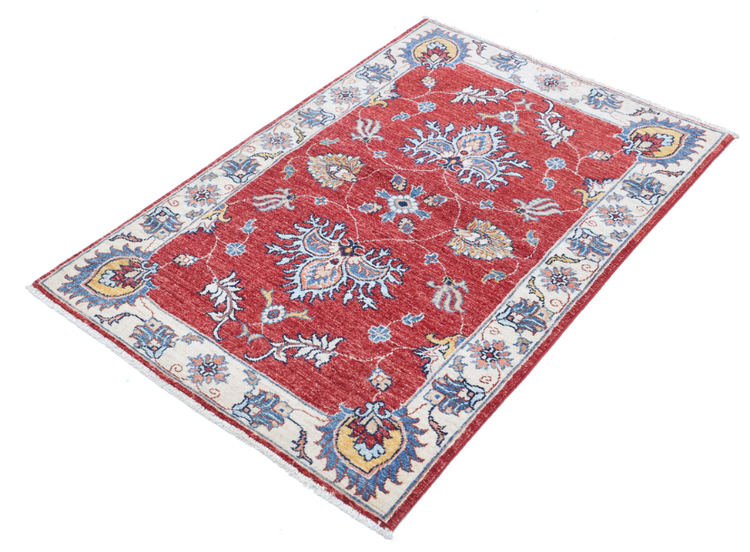 Hand Knotted Ziegler Wool Rug - 2' 10" X 4' 2" 2' 10" X 4' 2" (86 X 127) / Red / Wool