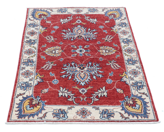 Hand Knotted Ziegler Wool Rug - 2' 10" X 4' 2" 2' 10" X 4' 2" (86 X 127) / Red / Wool