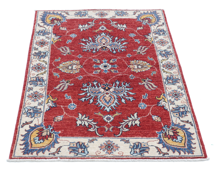 Hand Knotted Ziegler Wool Rug - 2' 10" X 4' 2" 2' 10" X 4' 2" (86 X 127) / Red / Wool