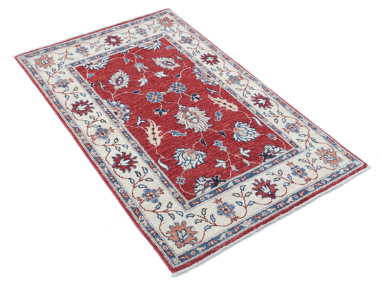 Hand Knotted Ziegler Wool Rug - 2' 7" X 4' 2" 2' 7" X 4' 2" (79 X 127) / Red / Wool