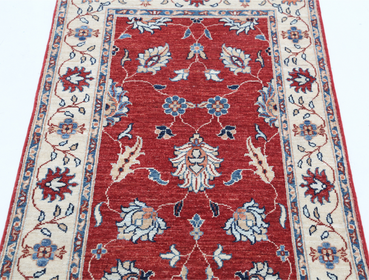 Hand Knotted Ziegler Wool Rug - 2' 7" X 4' 2" 2' 7" X 4' 2" (79 X 127) / Red / Wool