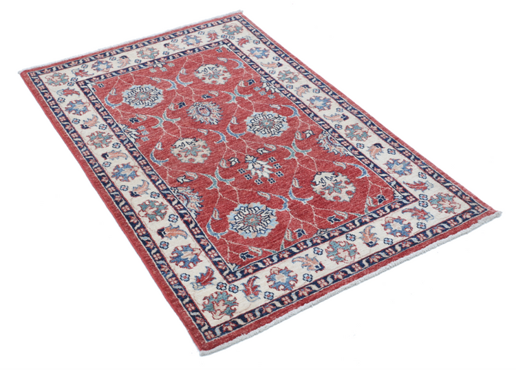 Hand Knotted Ziegler Wool Rug - 2' 8" X 4' 1" 2' 8" X 4' 1" (81 X 124) / Red / Wool