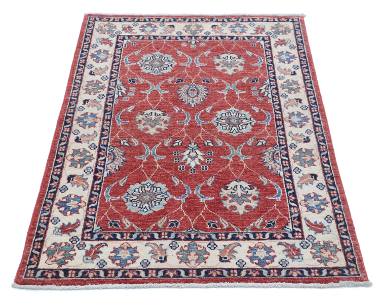 Hand Knotted Ziegler Wool Rug - 2' 8" X 4' 1" 2' 8" X 4' 1" (81 X 124) / Red / Wool