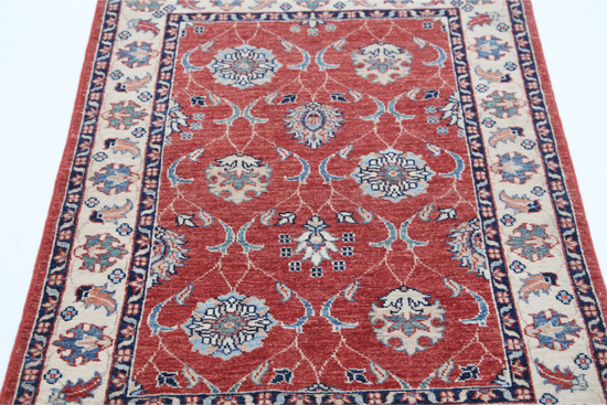 Hand Knotted Ziegler Wool Rug - 2' 8" X 4' 1" 2' 8" X 4' 1" (81 X 124) / Red / Wool