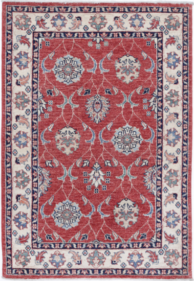 Hand Knotted Ziegler Wool Rug - 2' 8" X 4' 1" 2' 8" X 4' 1" (81 X 124) / Red / Wool