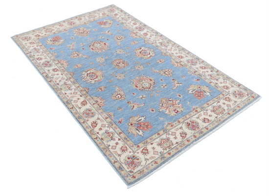 Hand Knotted Ziegler Wool Rug - 3' 9" X 5' 11" 3' 9" X 5' 11" (114 X 180) / Blue / Wool