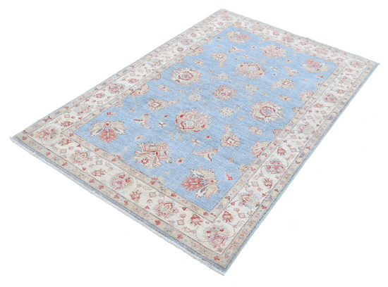 Hand Knotted Ziegler Wool Rug - 3' 9" X 5' 11" 3' 9" X 5' 11" (114 X 180) / Blue / Wool