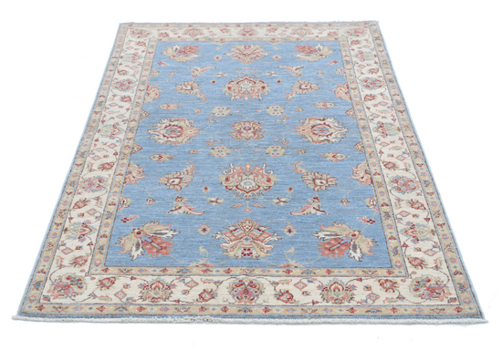 Hand Knotted Ziegler Wool Rug - 3' 9" X 5' 11" 3' 9" X 5' 11" (114 X 180) / Blue / Wool