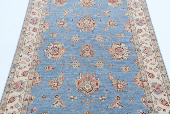 Hand Knotted Ziegler Wool Rug - 3' 9" X 5' 11" 3' 9" X 5' 11" (114 X 180) / Blue / Wool