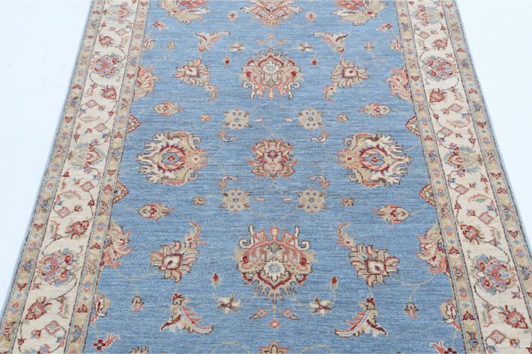 Hand Knotted Ziegler Wool Rug - 3' 9" X 5' 11" 3' 9" X 5' 11" (114 X 180) / Blue / Wool