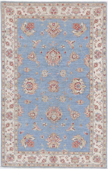 Hand Knotted Ziegler Wool Rug - 3' 9" X 5' 11" 3' 9" X 5' 11" (114 X 180) / Blue / Wool