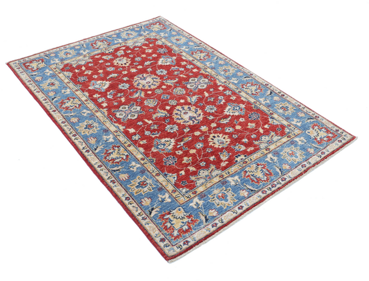 Hand Knotted Ziegler Wool Rug - 3' 9" X 5' 6" 3' 9" X 5' 6" (114 X 168) / Red / Wool