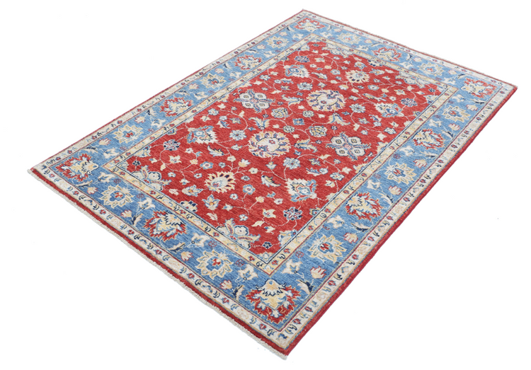 Hand Knotted Ziegler Wool Rug - 3' 9" X 5' 6" 3' 9" X 5' 6" (114 X 168) / Red / Wool