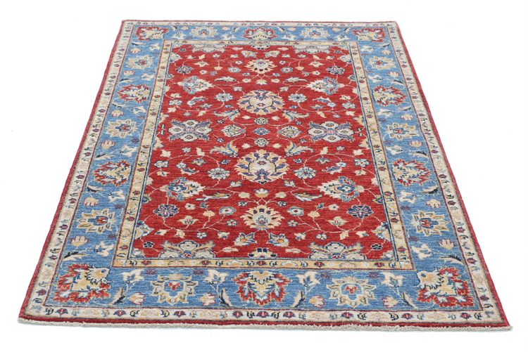 Hand Knotted Ziegler Wool Rug - 3' 9" X 5' 6" 3' 9" X 5' 6" (114 X 168) / Red / Wool