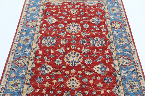 Hand Knotted Ziegler Wool Rug - 3' 9" X 5' 6" 3' 9" X 5' 6" (114 X 168) / Red / Wool