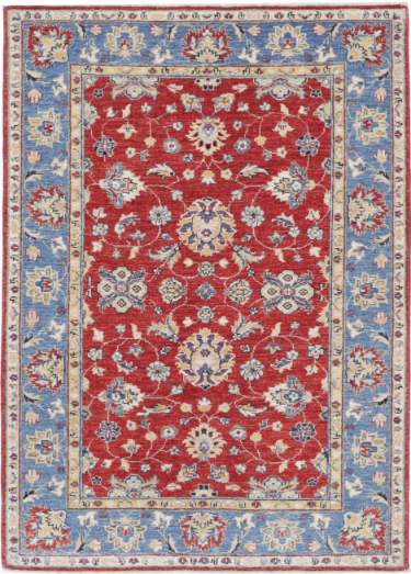 Hand Knotted Ziegler Wool Rug - 3' 9" X 5' 6" 3' 9" X 5' 6" (114 X 168) / Red / Wool