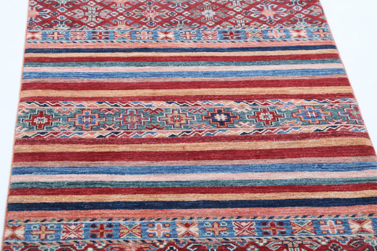 Hand Knotted Khurjeen Wool Rug - 2' 9" X 4' 1" 2' 9" X 4' 1" (84 X 124) / Multi / Wool