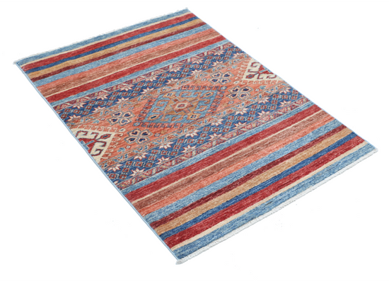 Hand Knotted Khurjeen Wool Rug - 2' 9" X 3' 8" 2' 9" X 3' 8" (84 X 112) / Multi / Wool