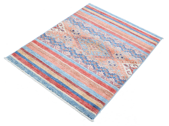 Hand Knotted Khurjeen Wool Rug - 2' 9" X 3' 8" 2' 9" X 3' 8" (84 X 112) / Multi / Wool