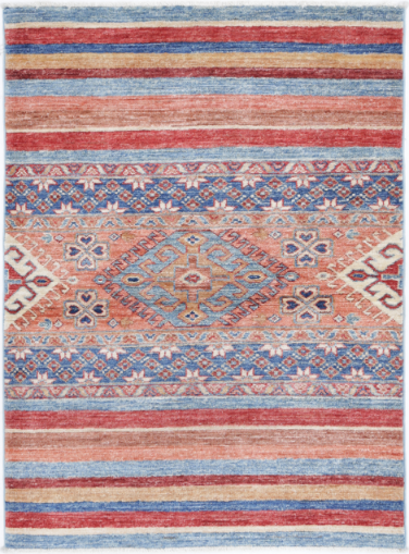 Hand Knotted Khurjeen Wool Rug - 2' 9" X 3' 8" 2' 9" X 3' 8" (84 X 112) / Multi / Wool