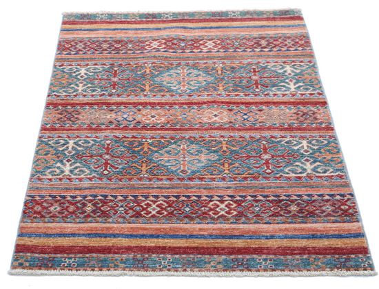 Hand Knotted Khurjeen Wool Rug - 2' 8" X 3' 9" 2' 8" X 3' 9" (81 X 114) / Multi / Wool