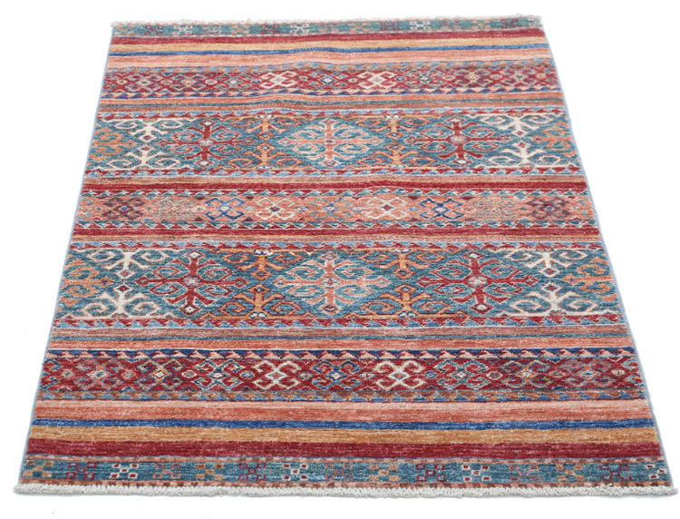 Hand Knotted Khurjeen Wool Rug - 2' 8" X 3' 9" 2' 8" X 3' 9" (81 X 114) / Multi / Wool