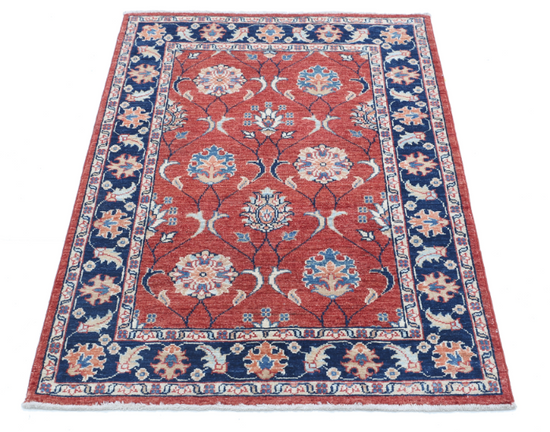 Hand Knotted Ziegler Wool Rug - 2' 9" X 4' 2" 2' 9" X 4' 2" (84 X 127) / Red / Wool