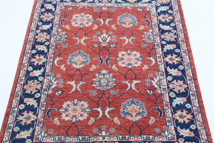 Hand Knotted Ziegler Wool Rug - 2' 9" X 4' 2" 2' 9" X 4' 2" (84 X 127) / Red / Wool