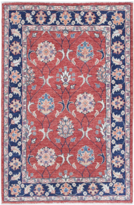 Hand Knotted Ziegler Wool Rug - 2' 9" X 4' 2" 2' 9" X 4' 2" (84 X 127) / Red / Wool