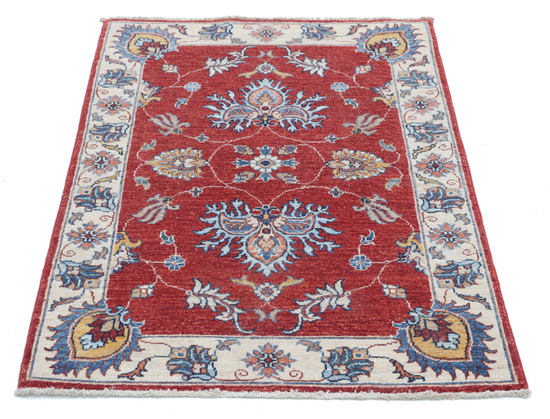 Hand Knotted Ziegler Wool Rug - 2' 9" X 4' 0" 2' 9" X 4' 0" (84 X 122) / Red / Wool