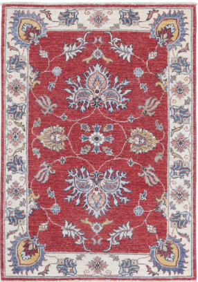 Hand Knotted Ziegler Wool Rug - 2' 9" X 4' 0" 2' 9" X 4' 0" (84 X 122) / Red / Wool