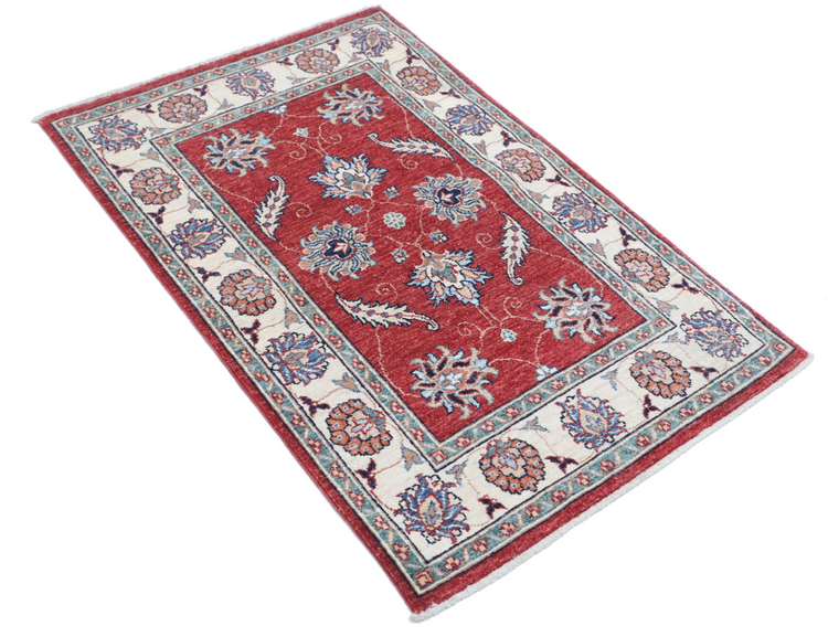 Hand Knotted Ziegler Wool Rug - 2' 8" X 4' 1" 2' 8" X 4' 1" (81 X 124) / Red / Wool