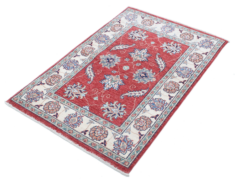 Hand Knotted Ziegler Wool Rug - 2' 8" X 4' 1" 2' 8" X 4' 1" (81 X 124) / Red / Wool