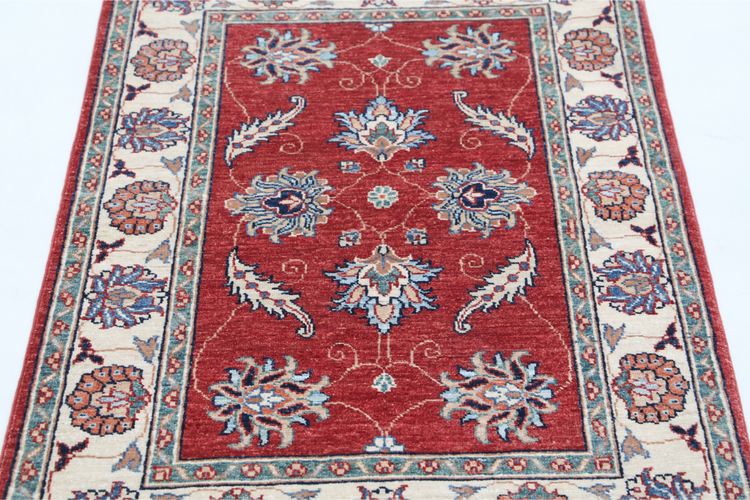 Hand Knotted Ziegler Wool Rug - 2' 8" X 4' 1" 2' 8" X 4' 1" (81 X 124) / Red / Wool