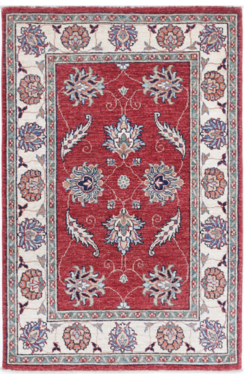 Hand Knotted Ziegler Wool Rug - 2' 8" X 4' 1" 2' 8" X 4' 1" (81 X 124) / Red / Wool