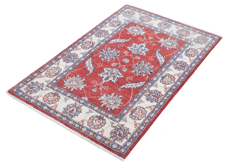 Hand Knotted Ziegler Wool Rug - 2' 9" X 4' 3" 2' 9" X 4' 3" (84 X 130) / Red / Wool