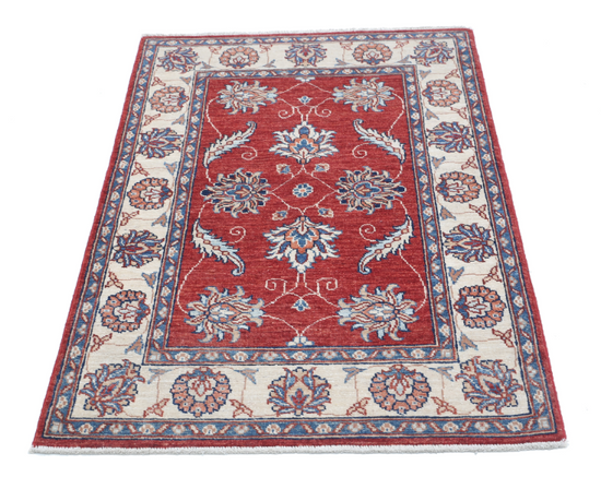 Hand Knotted Ziegler Wool Rug - 2' 9" X 4' 3" 2' 9" X 4' 3" (84 X 130) / Red / Wool