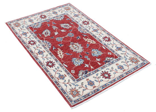 Hand Knotted Ziegler Wool Rug - 2' 9" X 4' 3" 2' 9" X 4' 3" (84 X 130) / Red / Wool