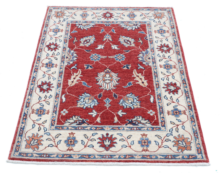 Hand Knotted Ziegler Wool Rug - 2' 9" X 4' 3" 2' 9" X 4' 3" (84 X 130) / Red / Wool