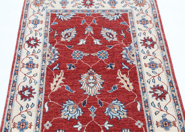 Hand Knotted Ziegler Wool Rug - 2' 9" X 4' 3" 2' 9" X 4' 3" (84 X 130) / Red / Wool