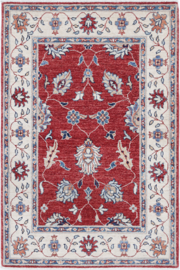 Hand Knotted Ziegler Wool Rug - 2' 9" X 4' 3" 2' 9" X 4' 3" (84 X 130) / Red / Wool